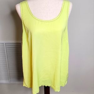 H&M scoop neck tank top neone yellow size 14